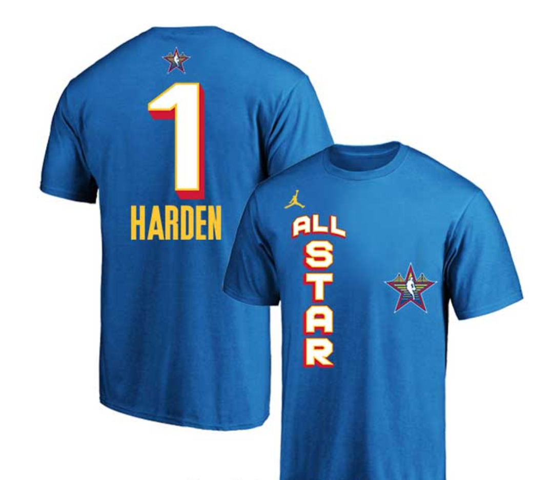 Men 2025 NBA all Star 1 Harden blue T Shirt